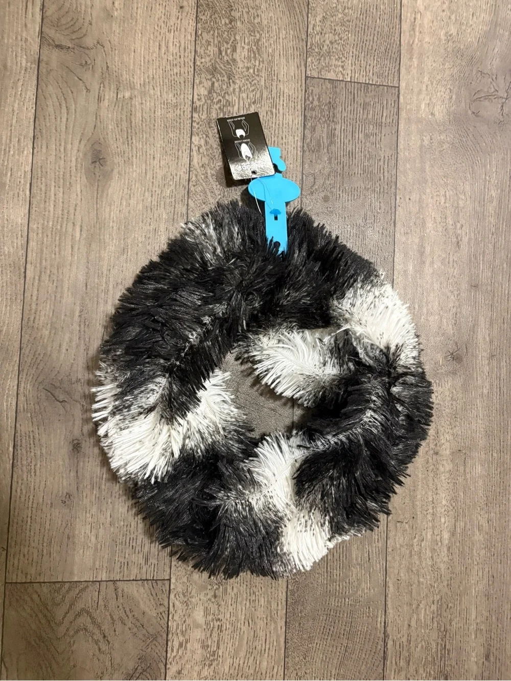 Rainbow Brand Black & White Faux Fur Neck Wrap Scarf Snood